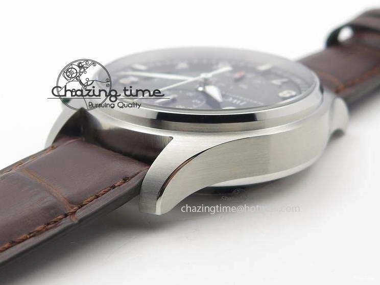 MIROTIME 0822 Cozy Pilot Chrono SS IW387802 V6F 1:1 Best Edition On Brown Leather Strap A 7323